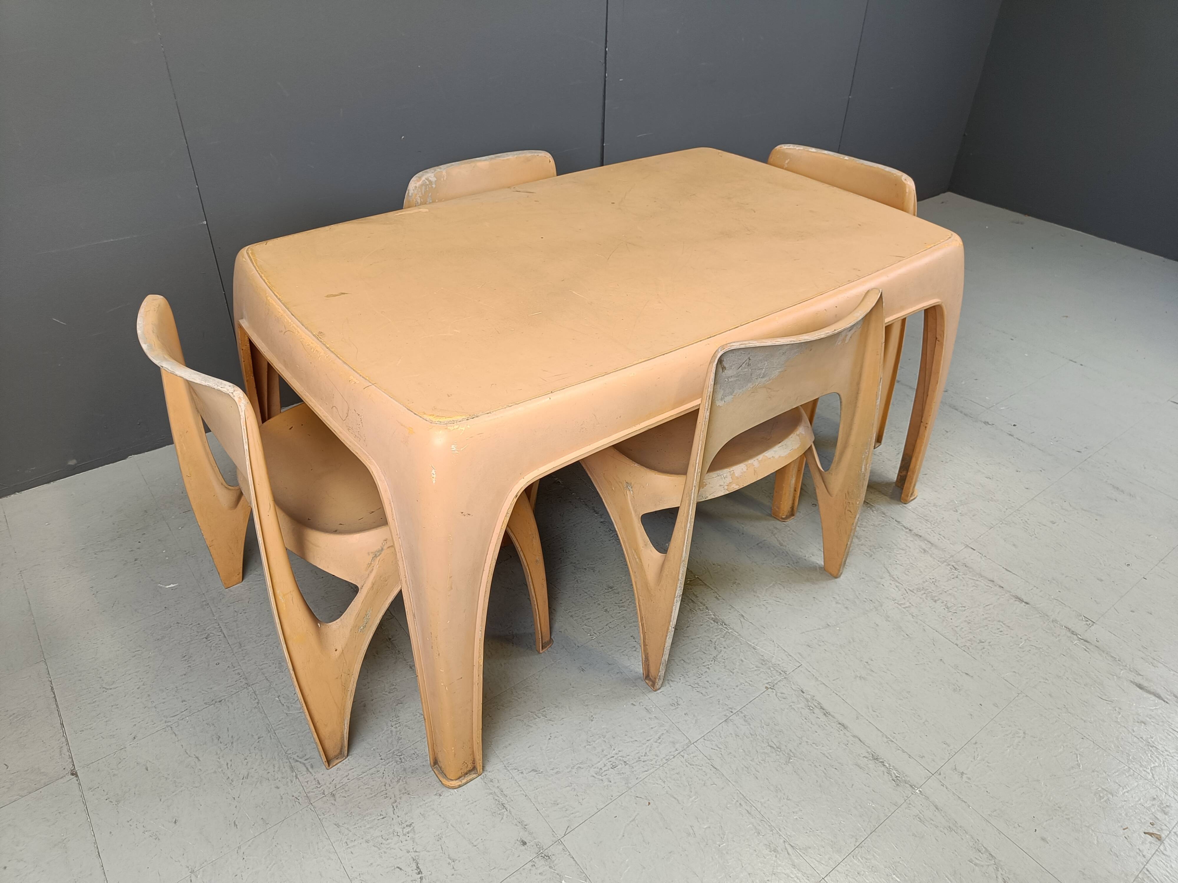 German dining set by Preben Fabricius for Interplast, 1970s