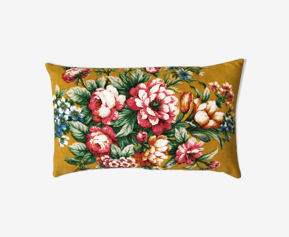 Coussin tissu fleuri olga 1966 romanex de boussac