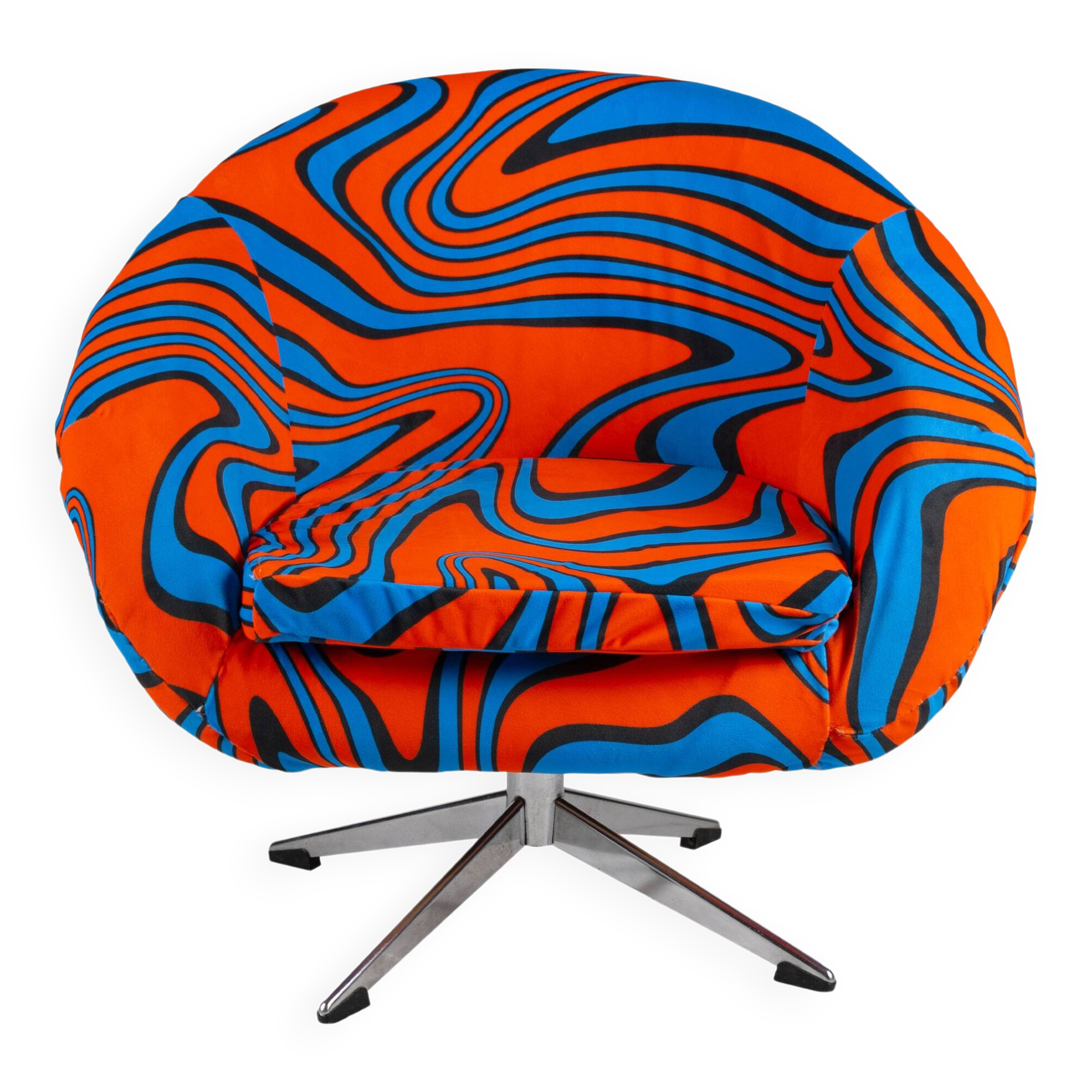 Orange and Blue 70s Psychedelic C14 Cocktail Chair