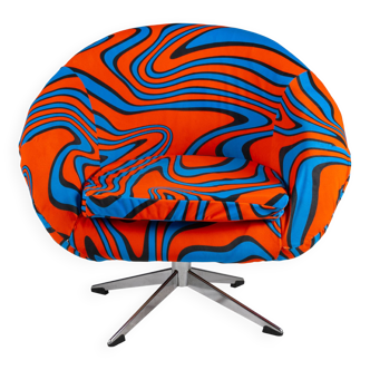 Orange and Blue 70s Psychedelic C14 Cocktail Chair
