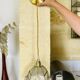 Italian lampshade applique from the 1970s in mother-of-pearl and gilded brass.