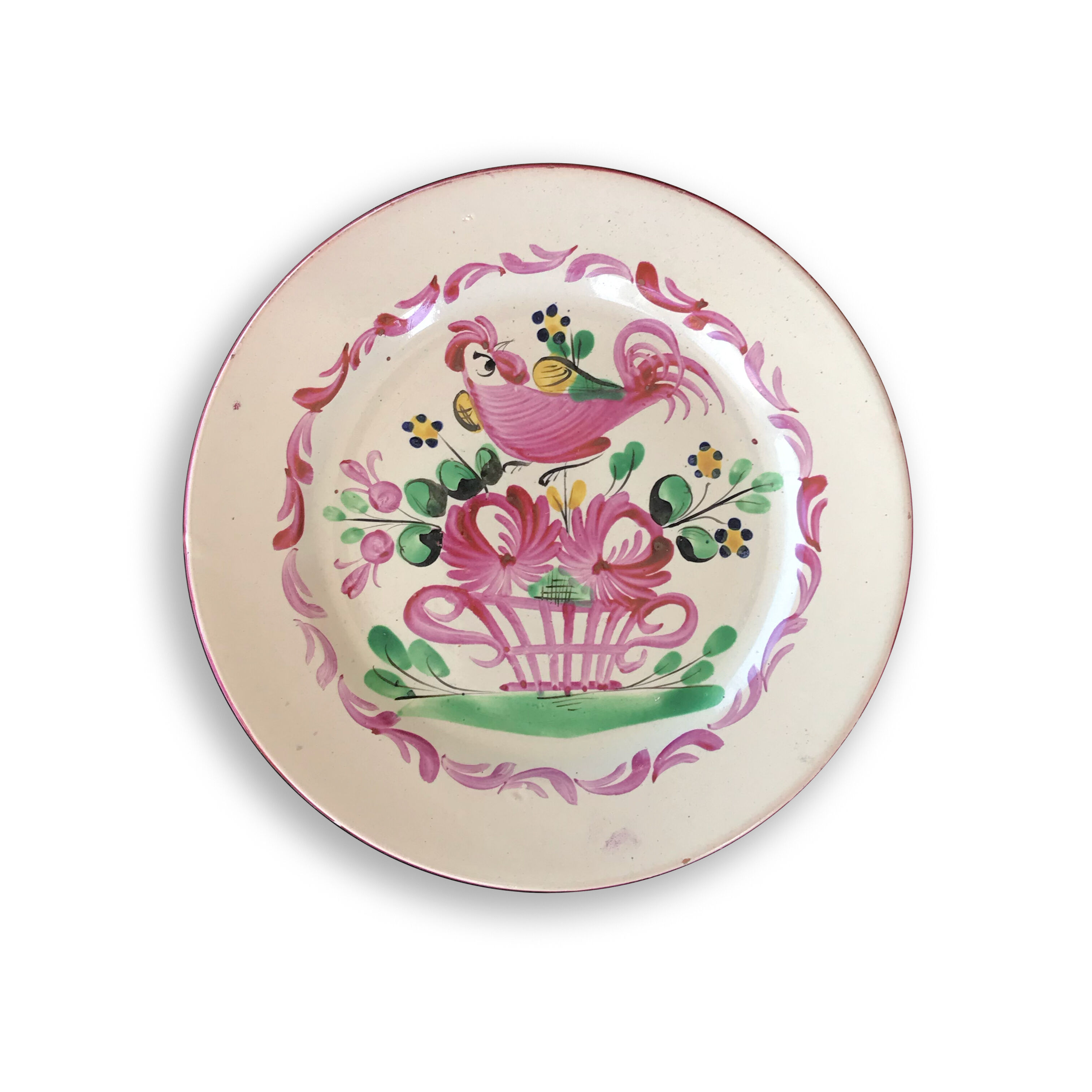 French Cockrel plate in Lunéville earthenware