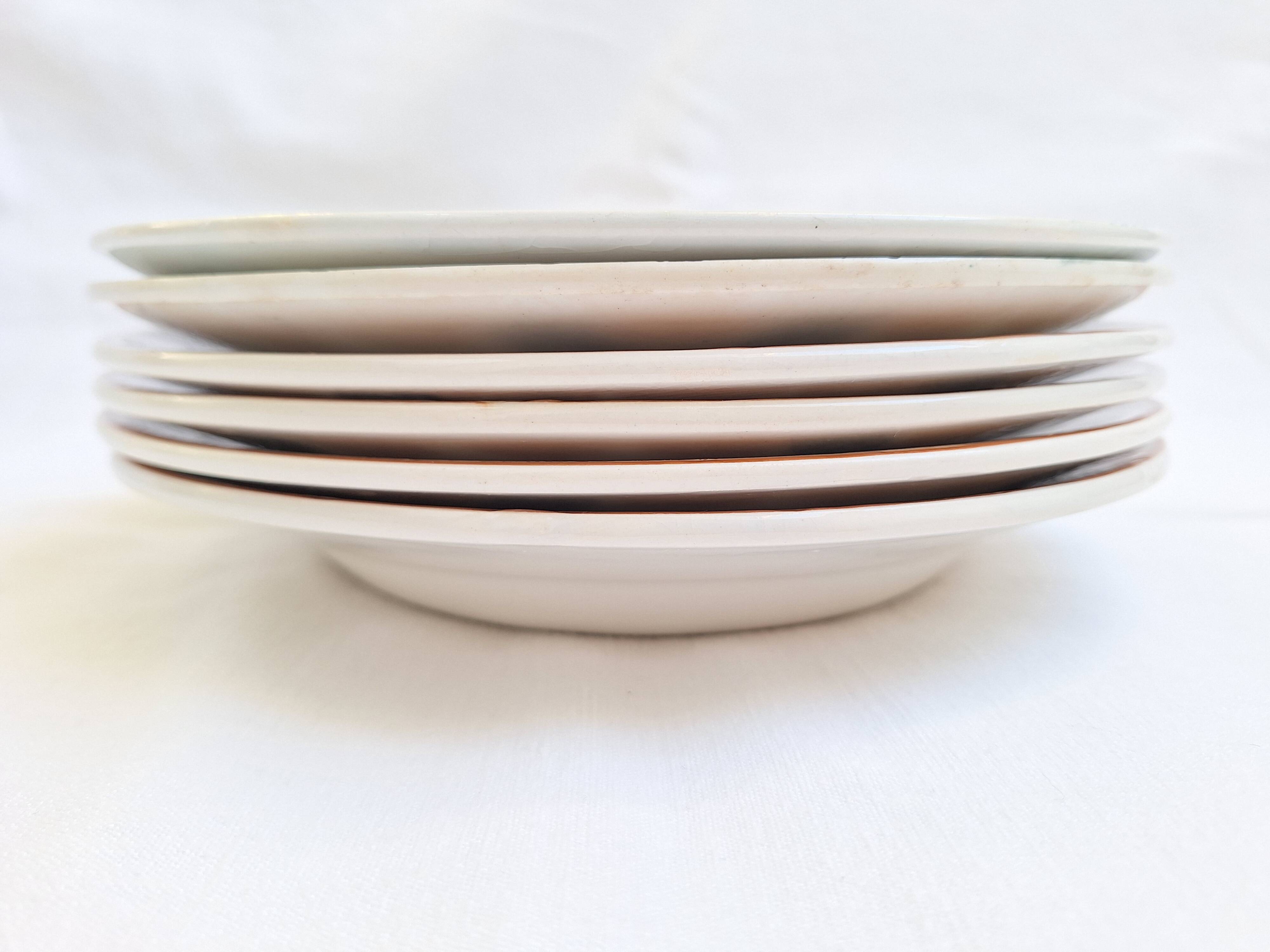 Orange and blue deep plates HBCM and St Amand.