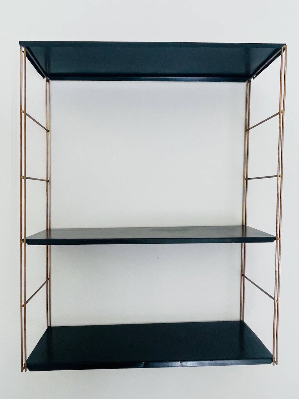 Modular vintage wall shelf, metal and brass circa 1960s