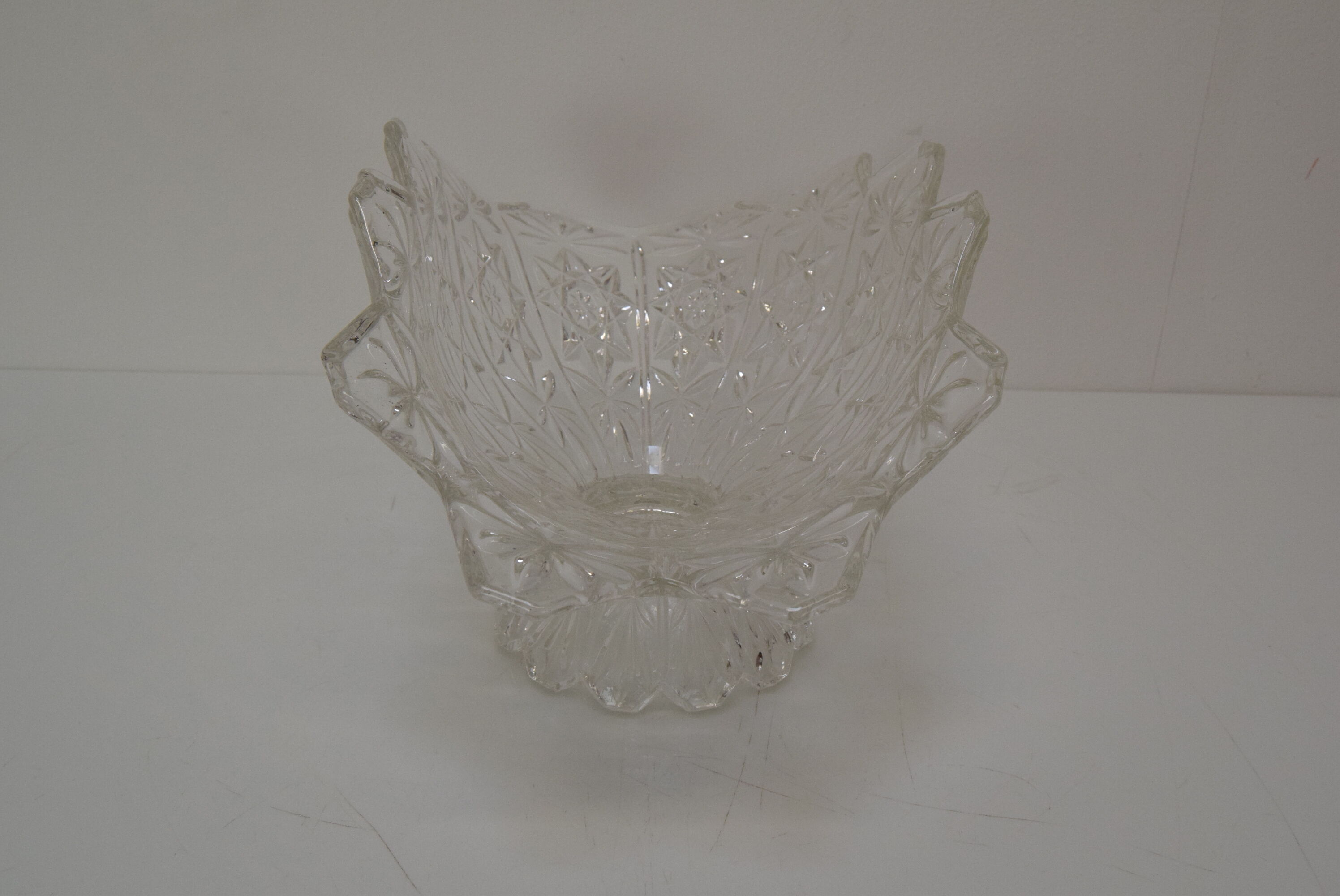 Vintage Crystal Glass Bowl,Glasswork Novy Bor,1950's.