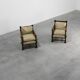 Paire de fauteuils en chêne anglais antique et en rotin avec des détails torsadés, Royaume-Uni c