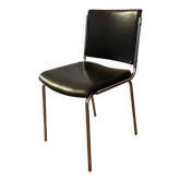 Vintage chair in black faux leather and chrome metal