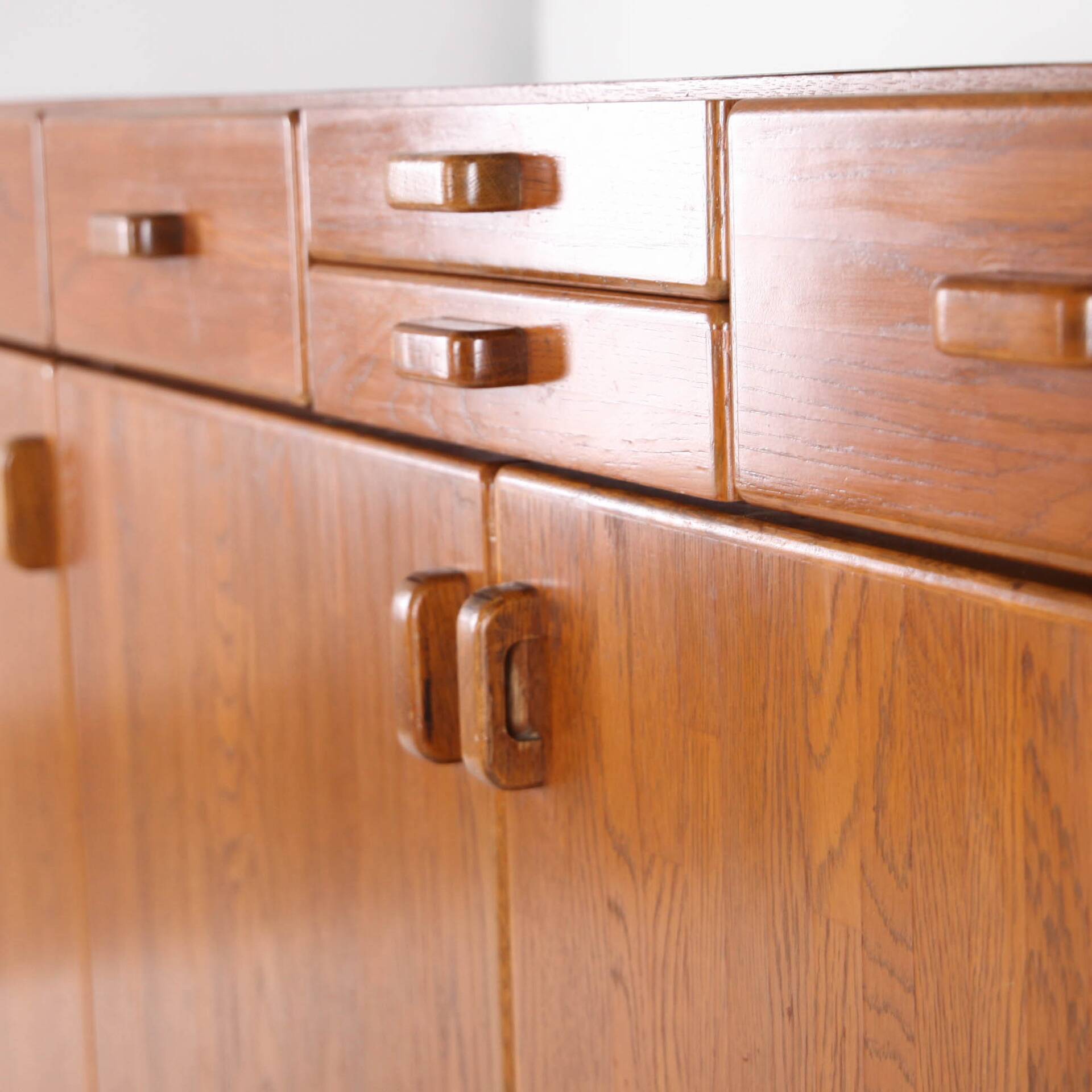 Oak and brushed metal sideboard