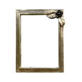 Vintage wall mirror in varnished steel decorated with a rose in relief