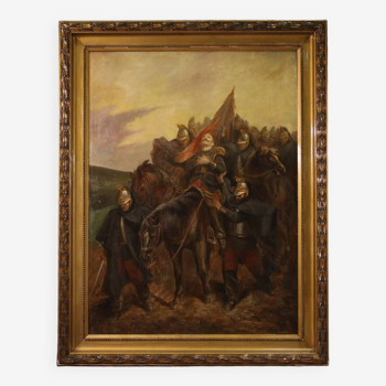 Great painting from the second half of the 19th century, soldiers and horse