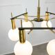 Mid-Century Modern Italian Brass and Opaline Chandelier