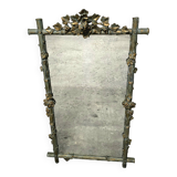 Large Wood and Patinated Stucco Mirror - Floral 1900s Period