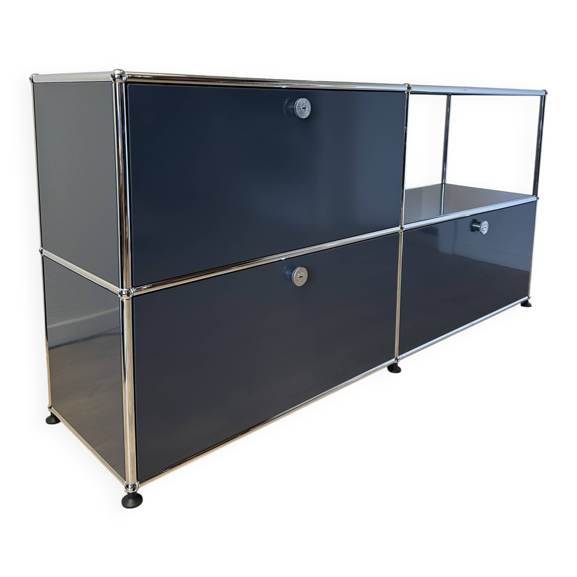 Commode USM Haller en Gris Anthracite et Noir Graphite