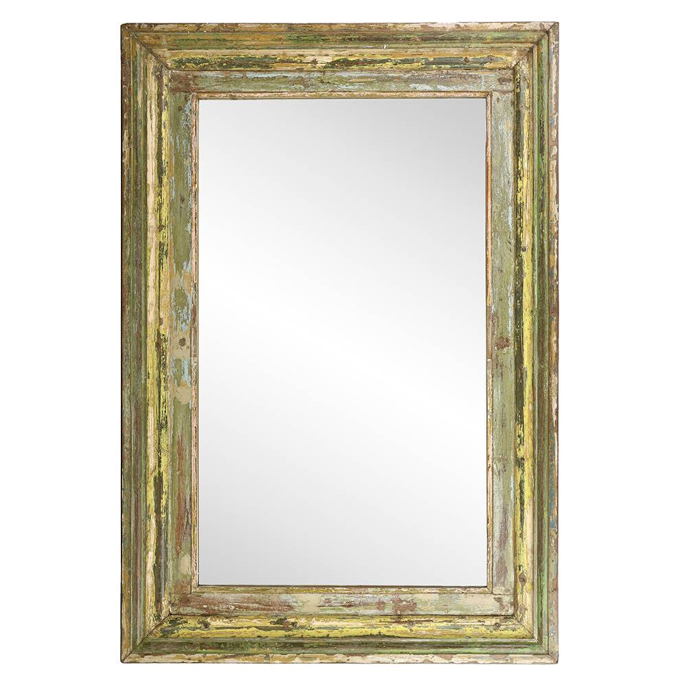 Large patinated solid wood mirror