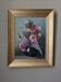 Acrylic painting on canvas, bohemian countryside decoration, flowers, still life