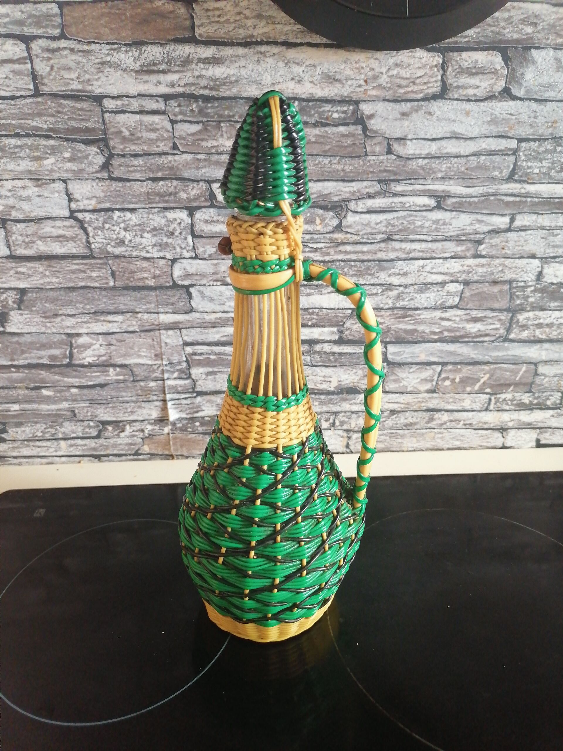 Bottle carafe scoubidou 1950 60