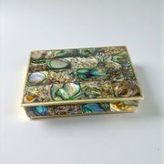 Abalone shell vanity box, alpaca and wood, Mexico, c.1970s