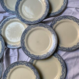 Set of flat blue plates