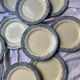 Set of flat blue plates