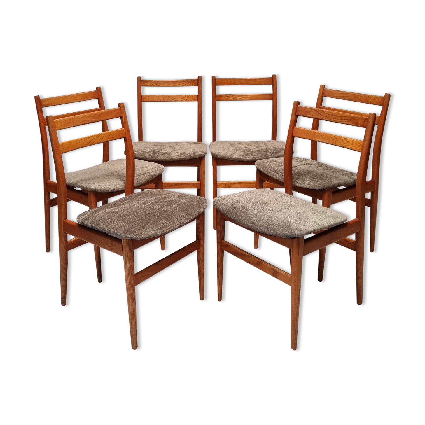 Suite of 6 french chairs - elm - ca 1960