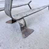 Pair of zoomorphic metal andirons "dogs" 1950