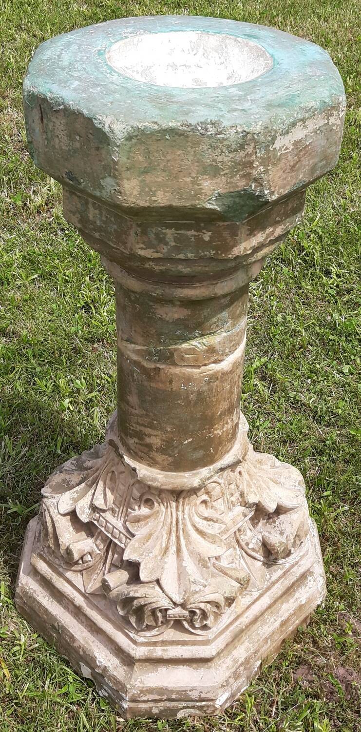 Holy water font on stone column (17th century)