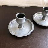 Pair of pewter table candlesticks