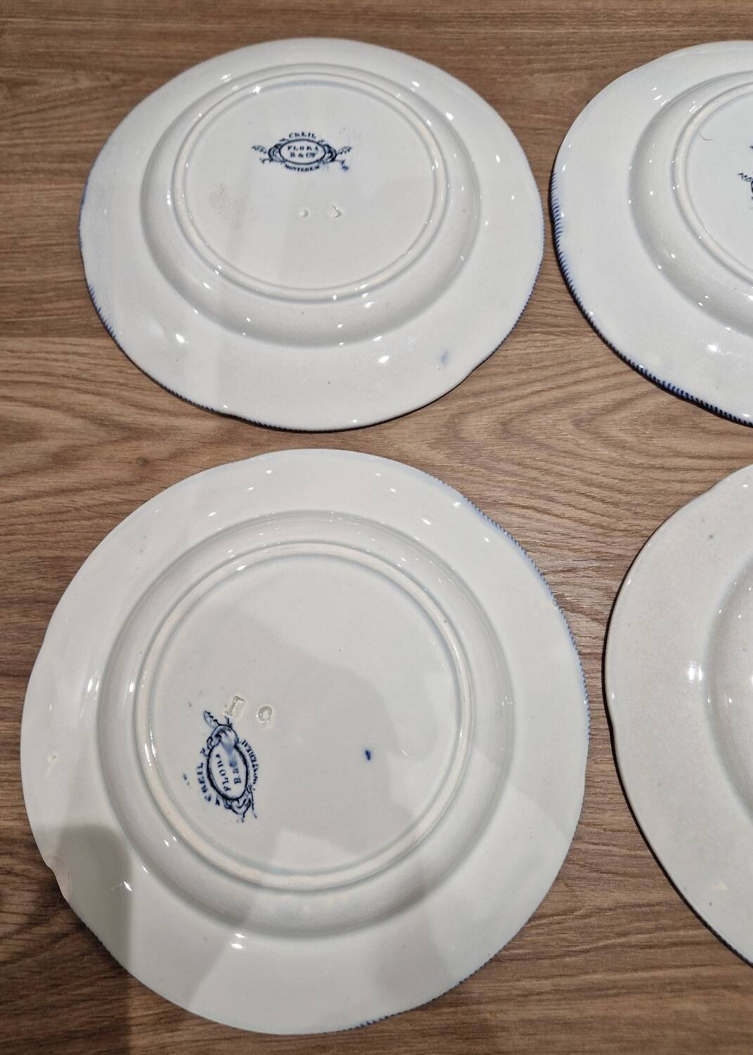 Lot of 4 flat plates Creil Montereau model Flora