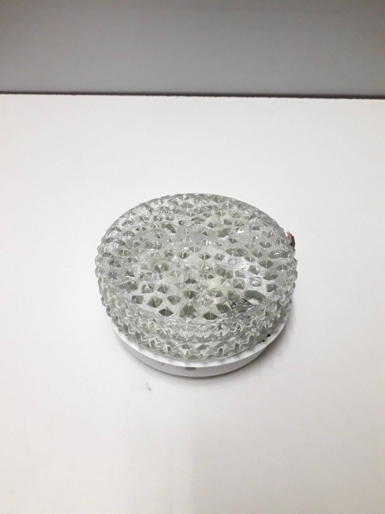 Vintage ceiling light / wall light - Molded glass - diamond tips - 1970s