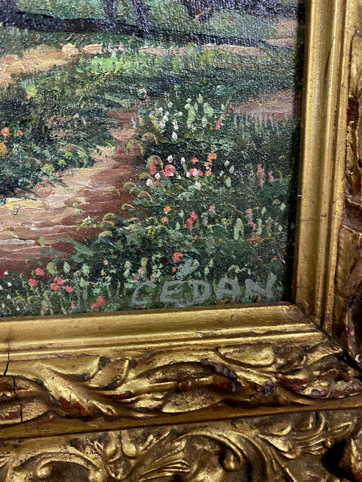 Painting XXeme - Oil on canvas depicting a cow herd signed Cédan 1944