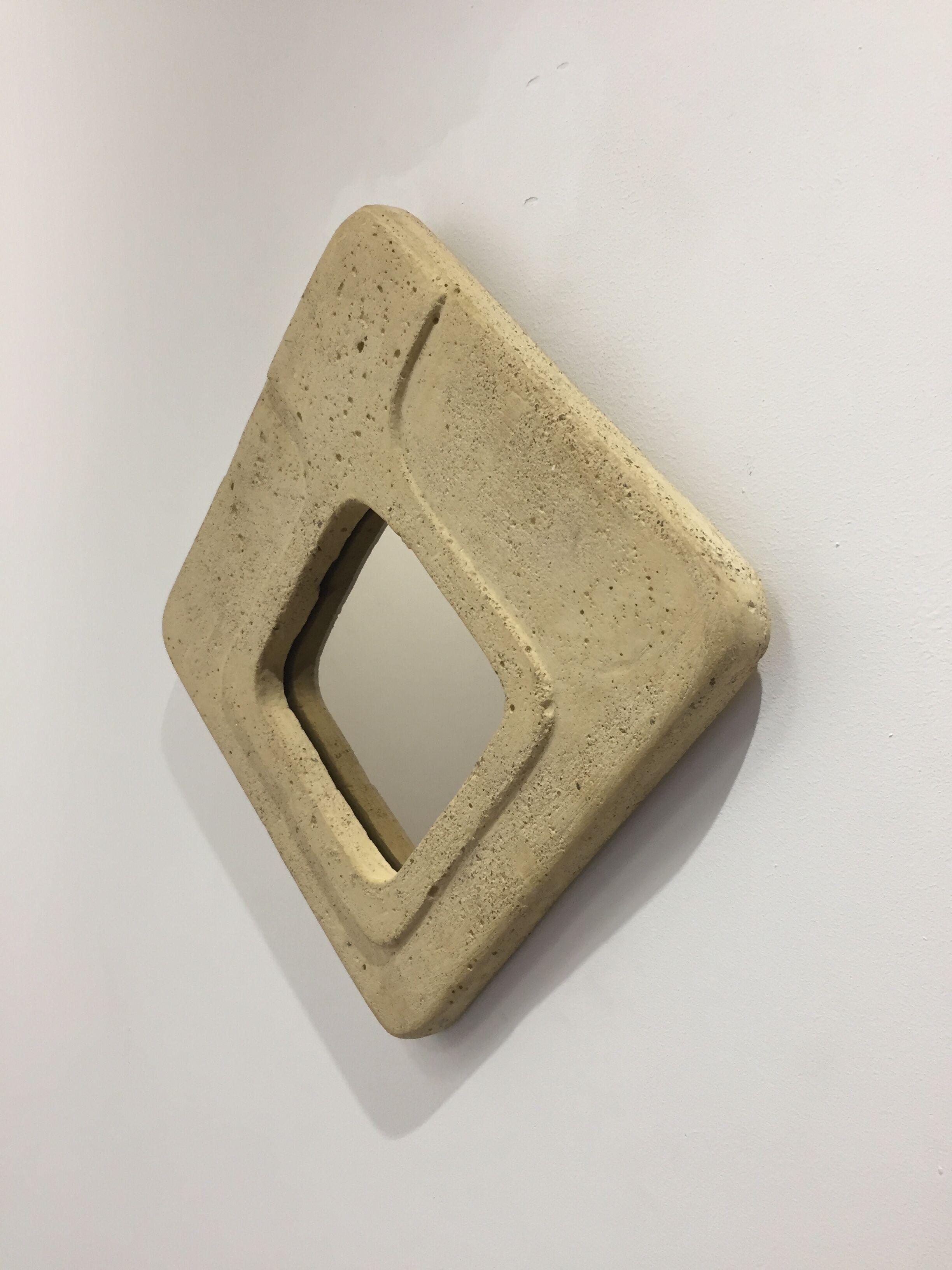 Miroir en pierre des années 70 - 27x27cm