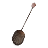 Shell bowl spoon with twisted handle, finished with gemstone