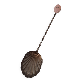 Shell bowl spoon with twisted handle, finished with gemstone