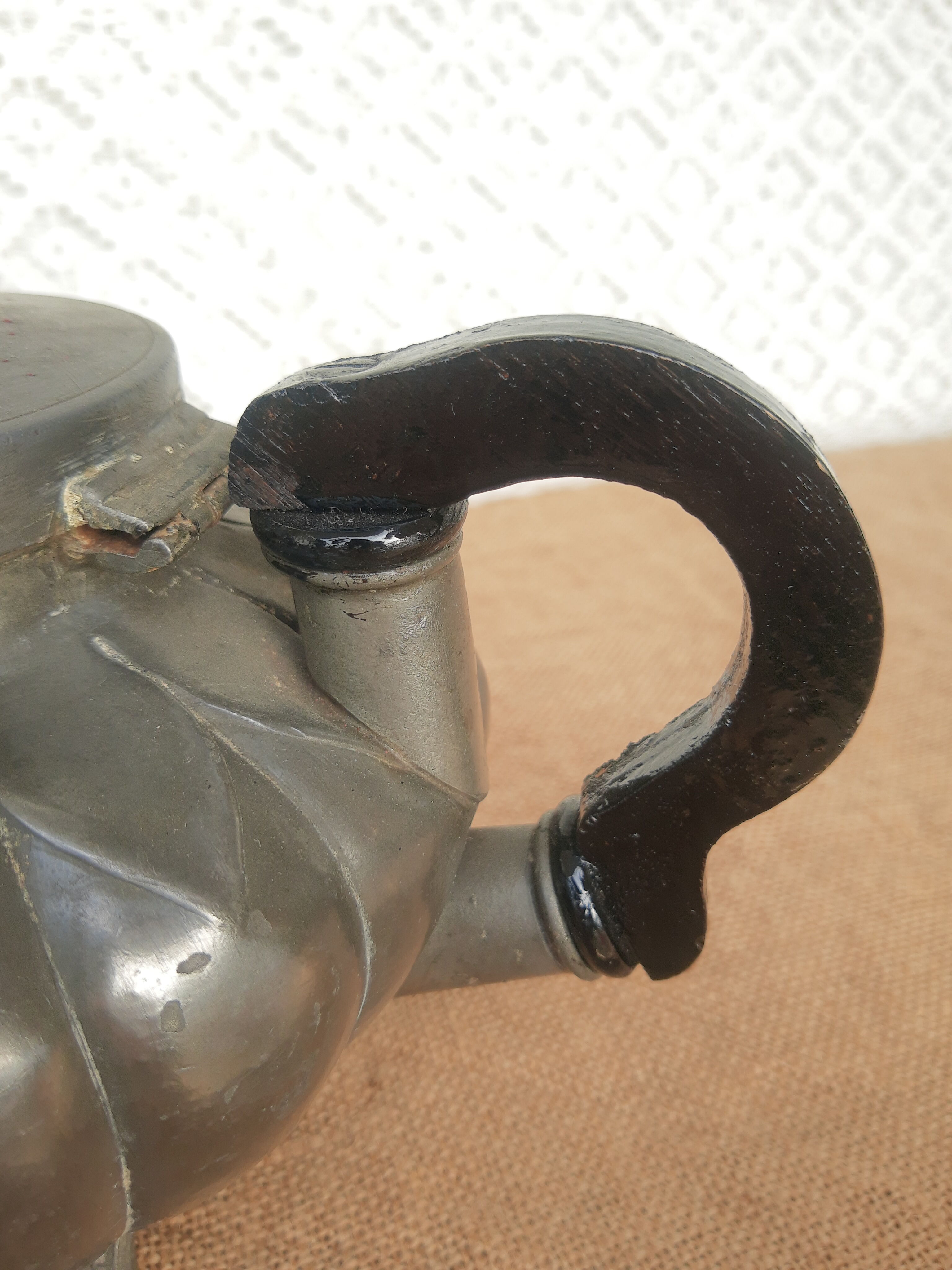 Antique Sheffield Broadhead Stamped Pewter Teapot Vintage