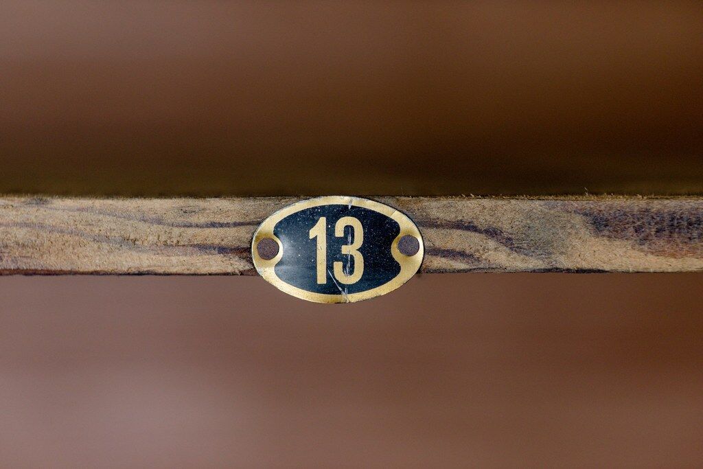 Factory locker cabinet, wood and green