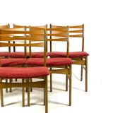 Six chaises de salle à manger en bois poli foncé, design danois, années 1960
