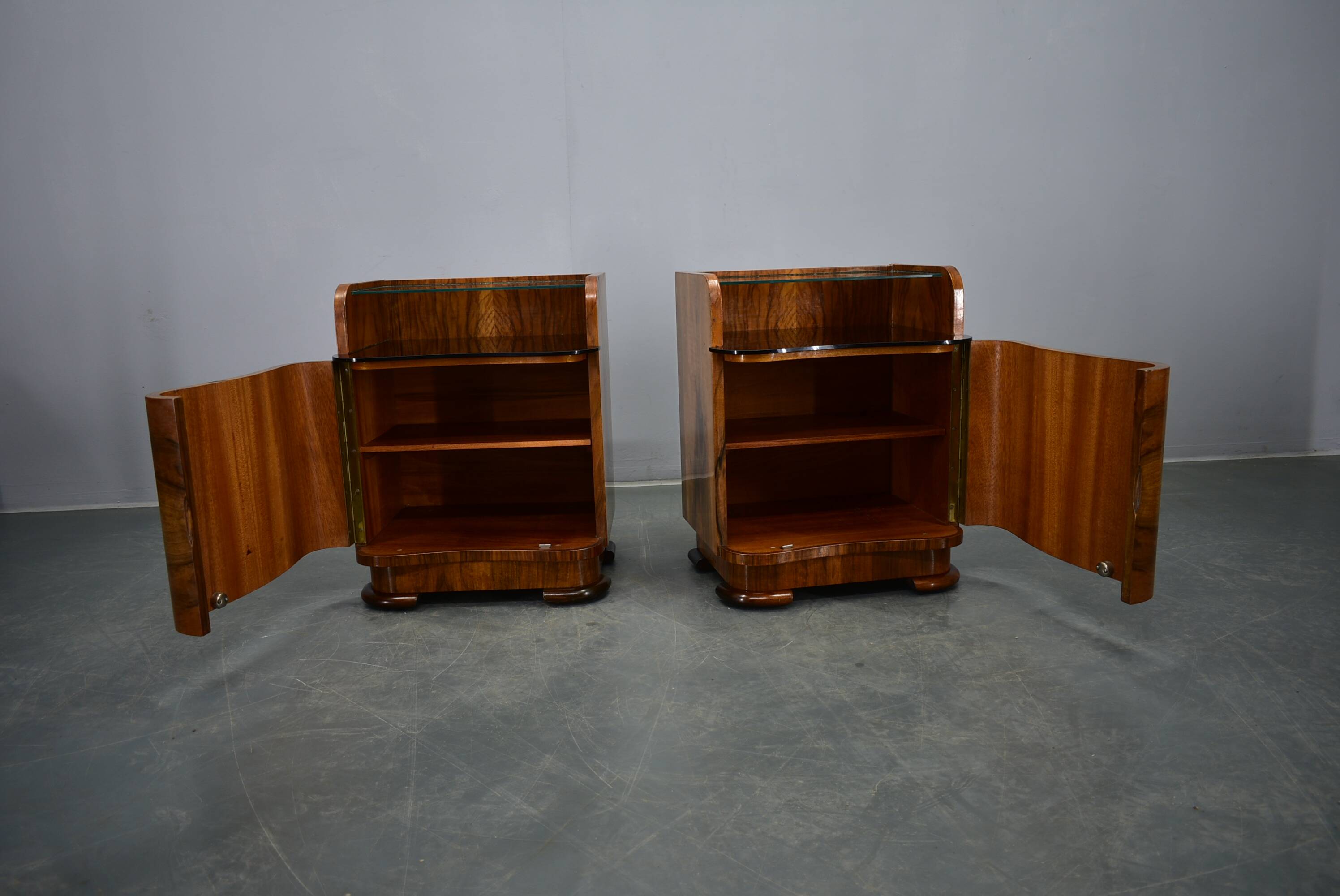 1940s pair of Art Deco bedside tables, Czechoslovakia