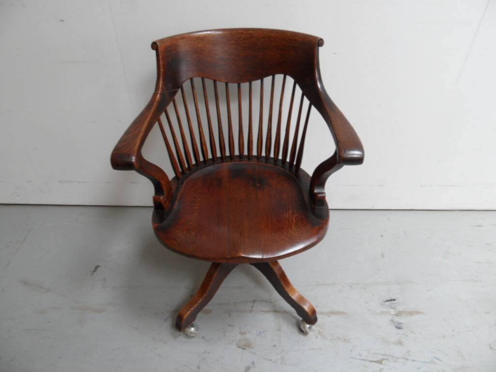 Antique oak office armchair