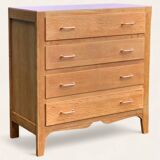 Commode vintage chêne brut massif 1950