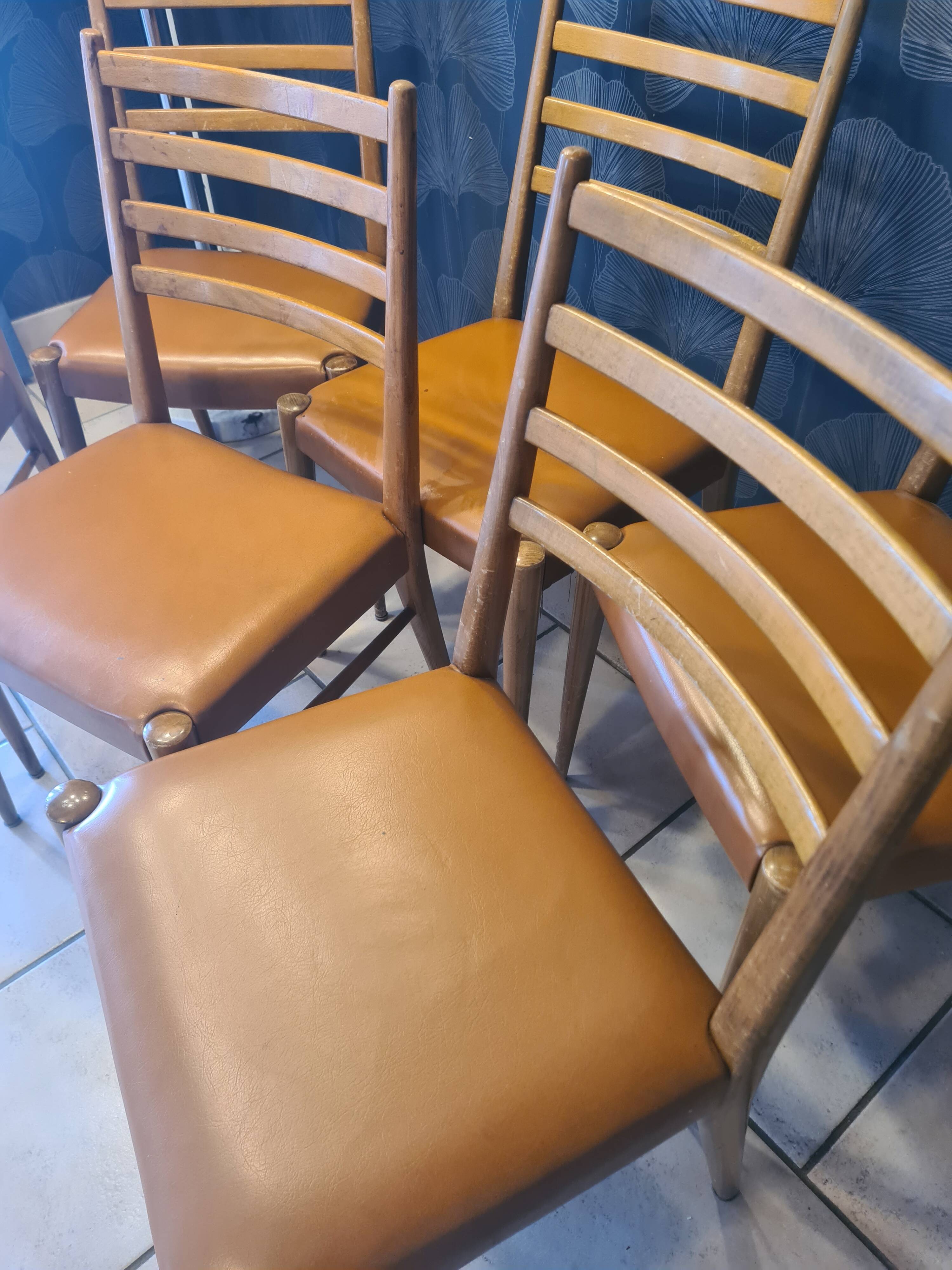 lot of 6 teak chairs from the 1950s, Scandinavian, Danish 87 x 44 x 43 BEG