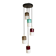 Hanging lamp with five elements in white opaline glass and coloured Murano glass by Putzler Pelill Production, 1960s.