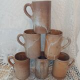 6 stoneware mugs / cups / tankards