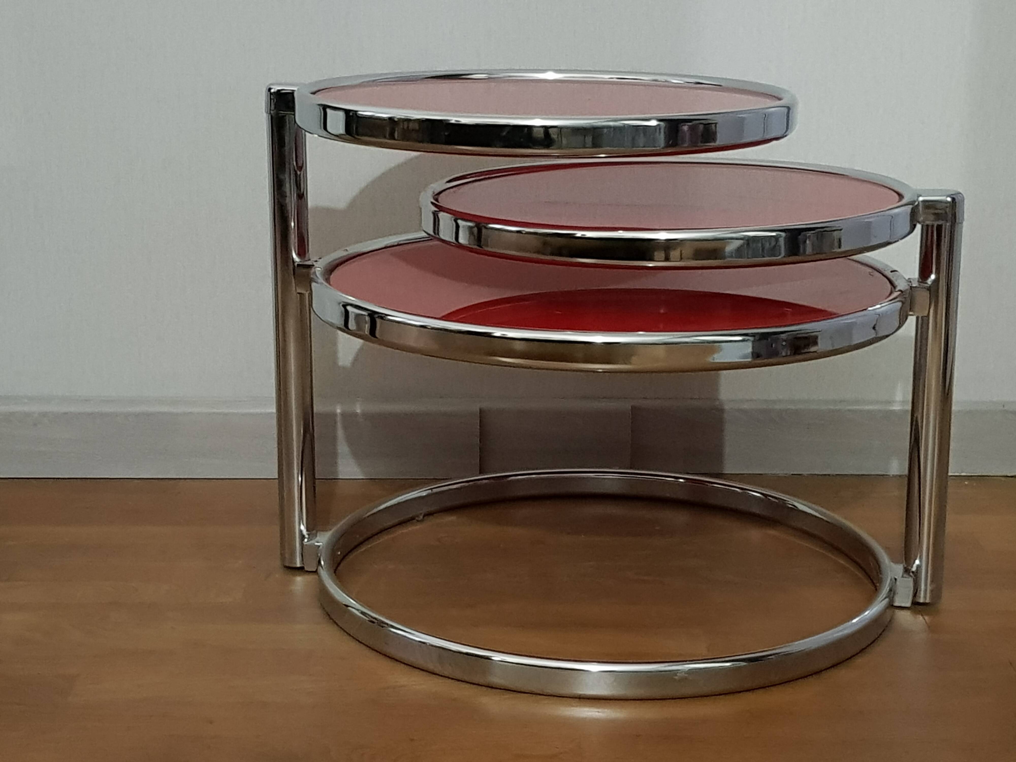 Chrome coffee table 3 swivel trays
