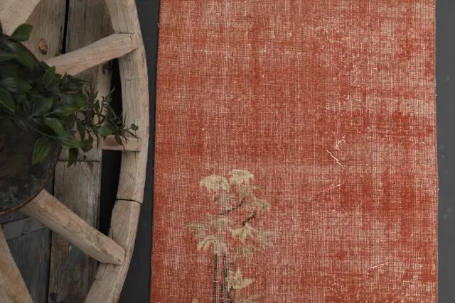 1970s Vintage Turkish Hand-Knotted Wool Cotton Red Runner Rug 82x270