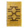 Vintage Hand-Knotted Shag Pile Rug with Brown Geometric Design on a Yellow Field, 100% Mohair Wool