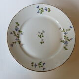 10 dessert plates with blue flowers, golden border in real LF porcelain in good condition.