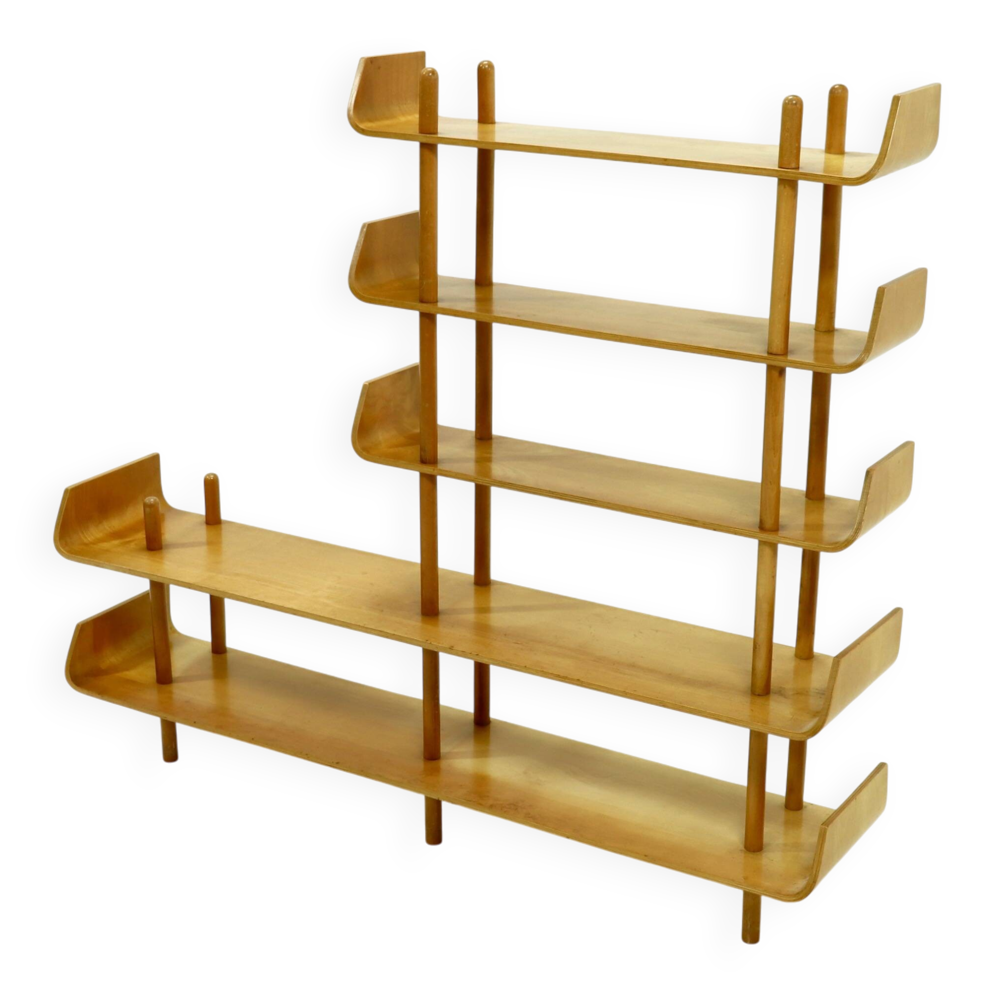Large Birch Bookcase Shelving Unit by Willem Lutjens for Gouda Den Boer, 1953