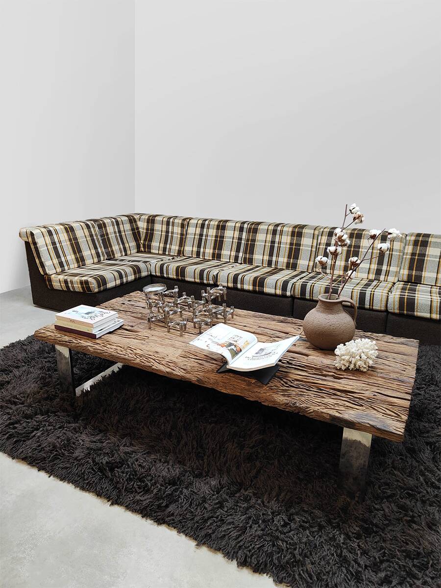 Canapé lounge modulaire vintage à motif à carreaux