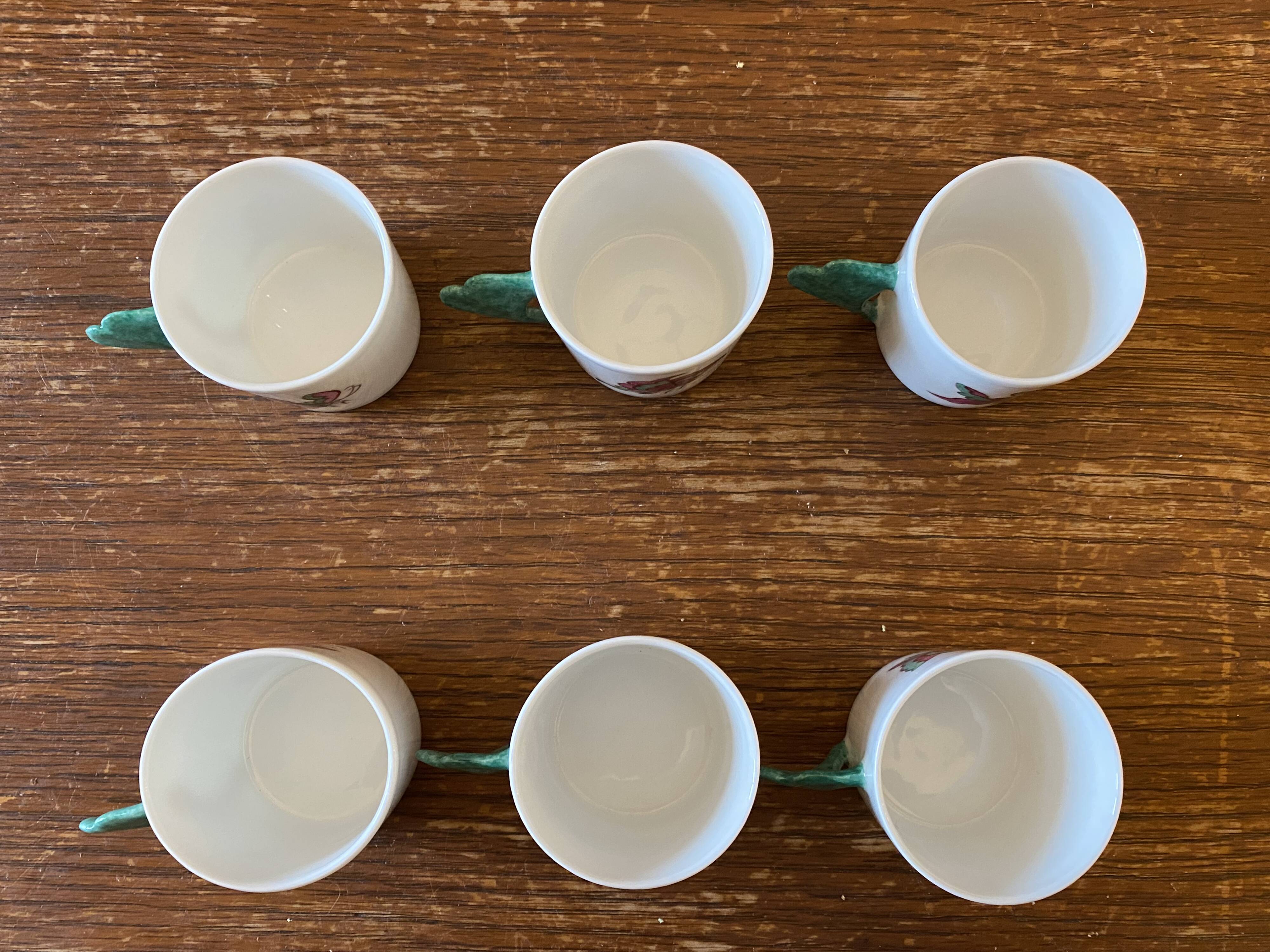 6 Hand Painted Limoges Porcelain Cups and Saucers