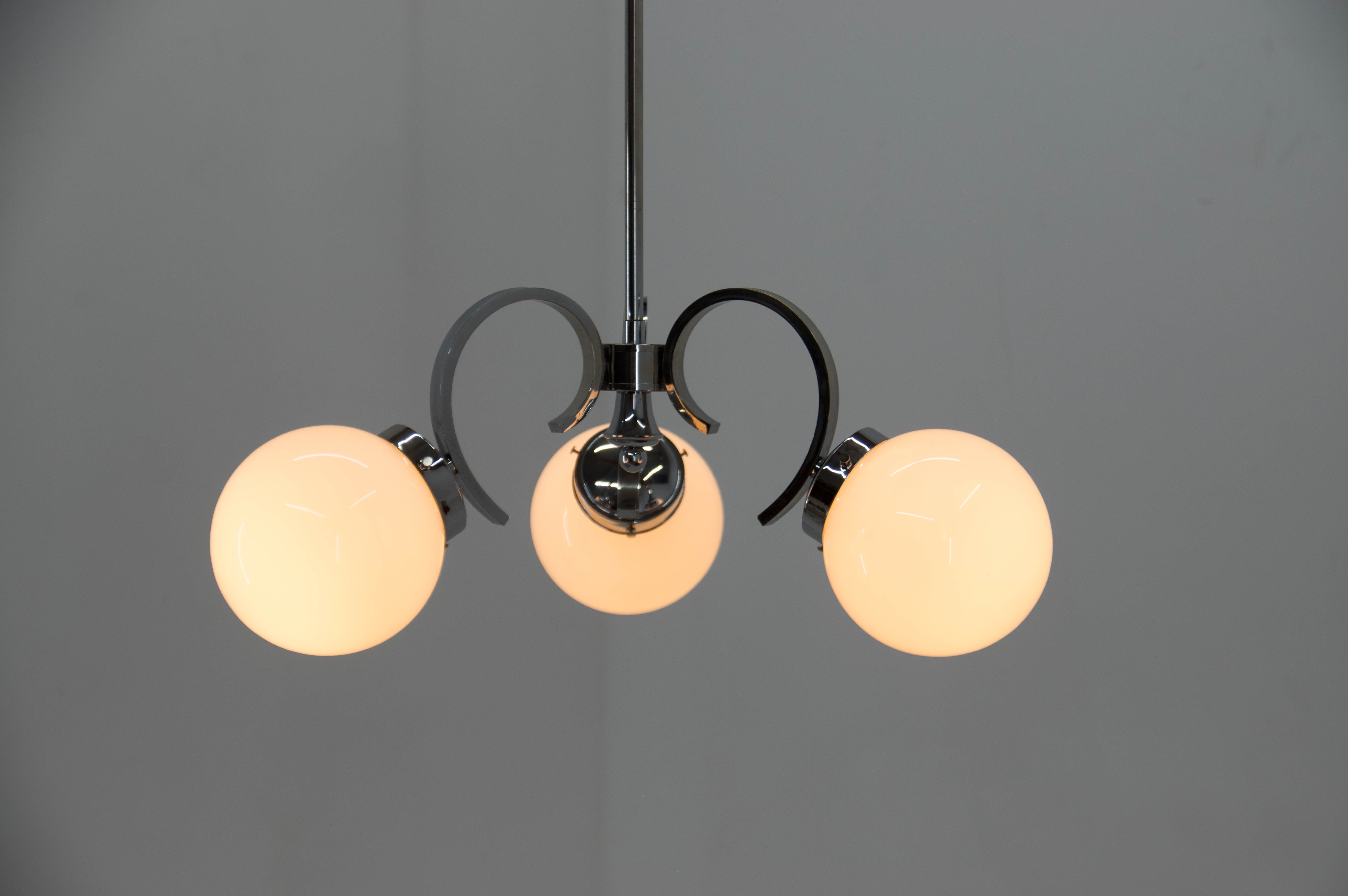 Art deco chandelier, 1930s, restored